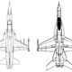The lineage of the F-5 (left) and YF-17 is apparent from this overhead view.